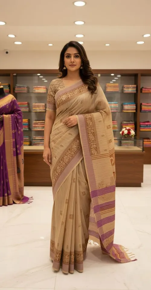 Soft Banswada Kota Saree with Zari Border – Beautiful Hand-Printed Traditional Design Saree